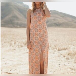 Yireh dress orange cairo sleeveless geometric small